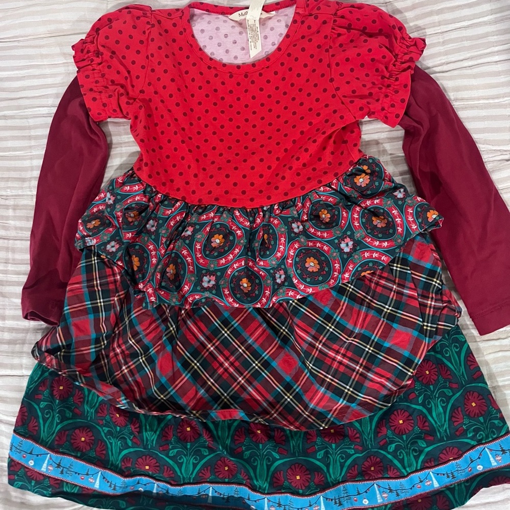 Matilda Jane Red and Teal Kids Christmas Dress